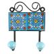 Turquoise Floral Ceramic Tiles Hook 